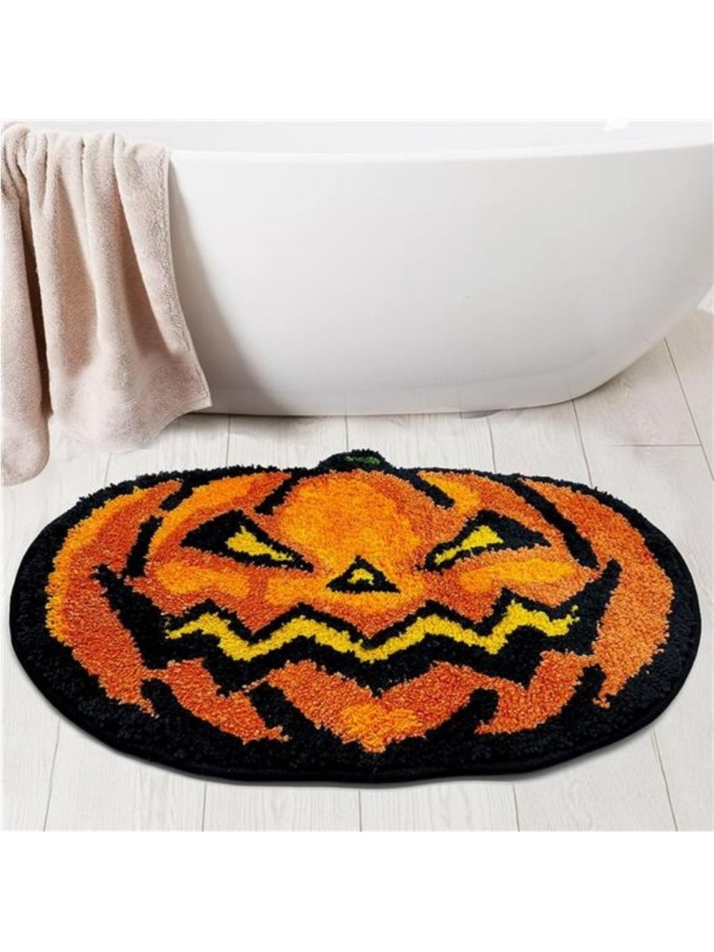 Halloween Bathroom Rugs, Halloween Pumpkin Bath Mats Non-Slip 16x24 Inches